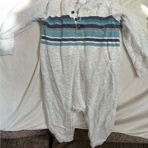 Striped Gray and Blue Kids One Piece